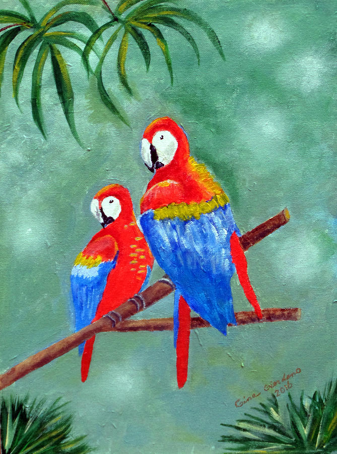 Bird Painting - Parrot Pair by Gina Giordano