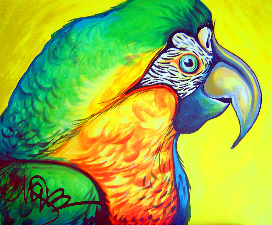 Parrot in Color Painting by Maria Gabriela Brazley | Fine Art America