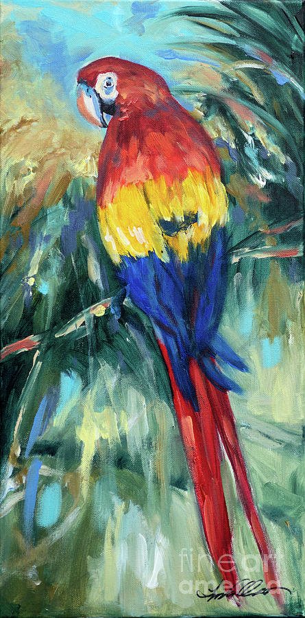 Parrot on Limb Painting by Linda Olsen
