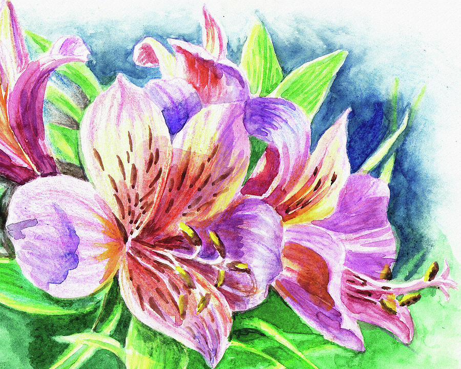 Parrot Peruvian Lilies Painting