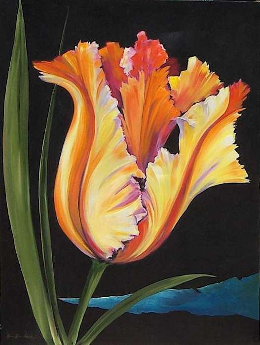 Oil Painting - Parrot Tulip by Stan Sternbach Oil Painting - Parrot Tulip by Stan Sternbach