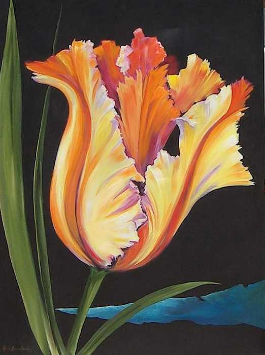 Oil Painting - Parrot Tulip by Stan  Sternbach
