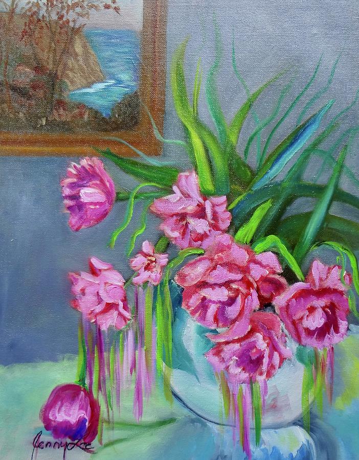 Parrot Tulips Painting by Jenny Lee