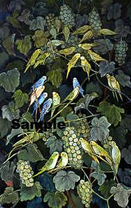 Blue Painting - Parrots by Komi Chen Blue Painting - Parrots by Komi Chen