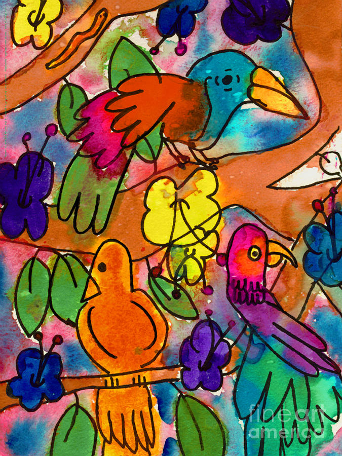 Bird Painting - Parrots by Nick Abrams Age Nine