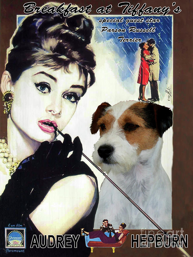 Parson Russell Terrier Art Canvas Print - Breakfast at Tiffany Movie Poster Painting by Sandra Sij