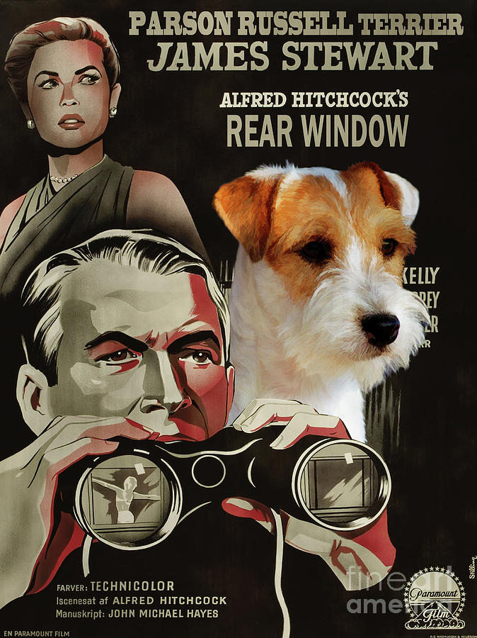 Parson Russell Terrier Art Canvas Print - Rear Window Movie Poster Painting by Sandra Sij