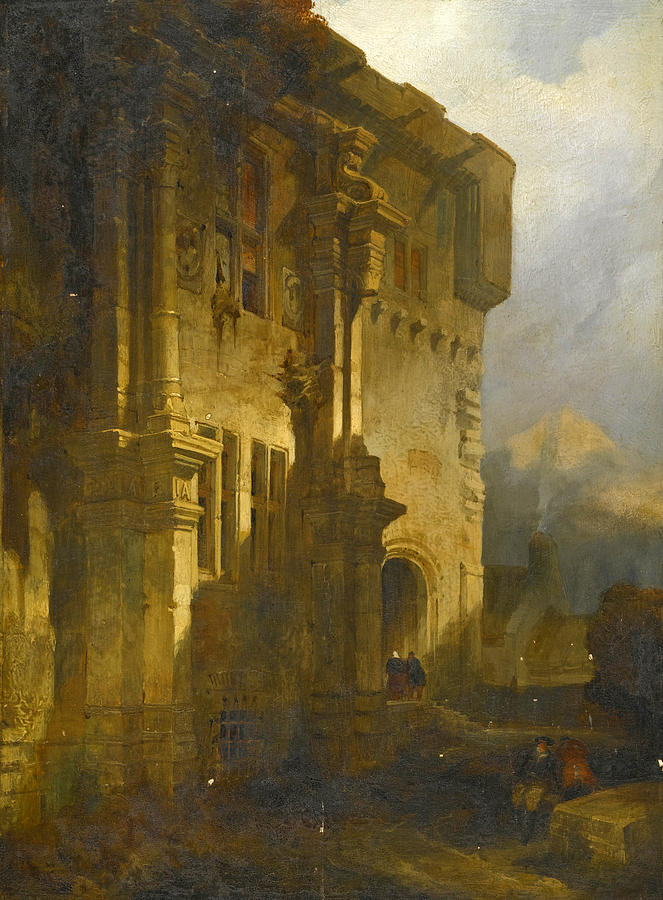 Part of the South Front of the Courtyard of the Falkland Palace  Painting by David Roberts