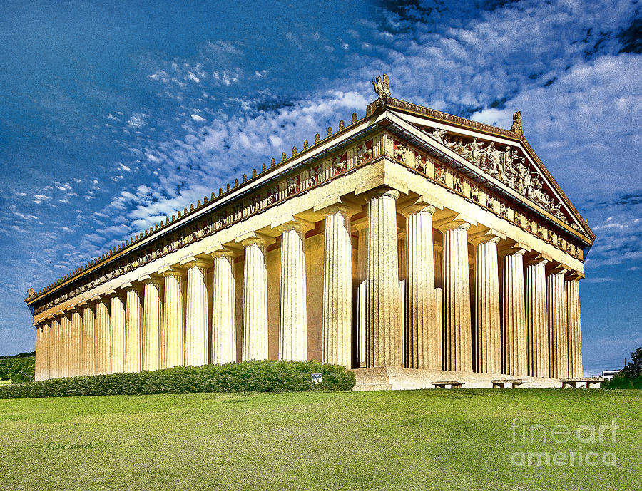 Parthenon Full Scale Replica Color Sketch Mixed Media by Garland Johnson