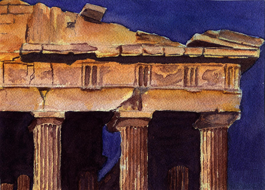 Parthenon view I Painting by Georgia Pistolis