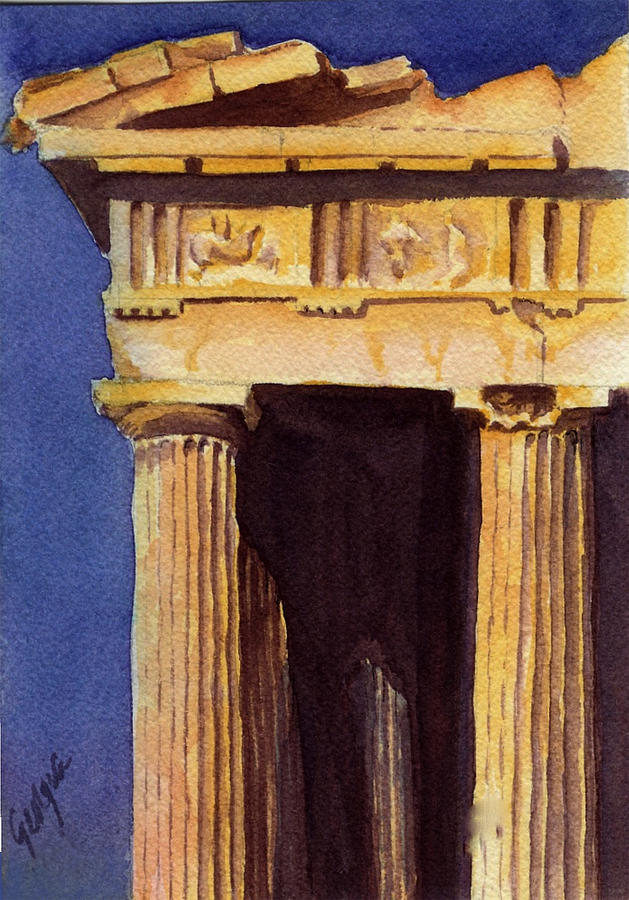 Parthenon view II Painting by Georgia Pistolis