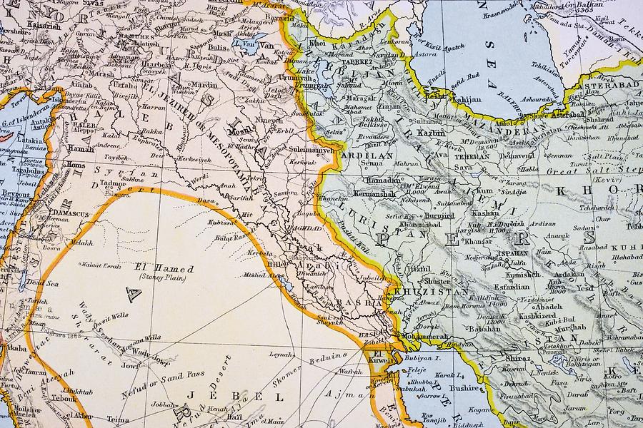 Turkey Drawing - Partial Map Of Turkey Kurdistan Iraq by Vintage Design Pics