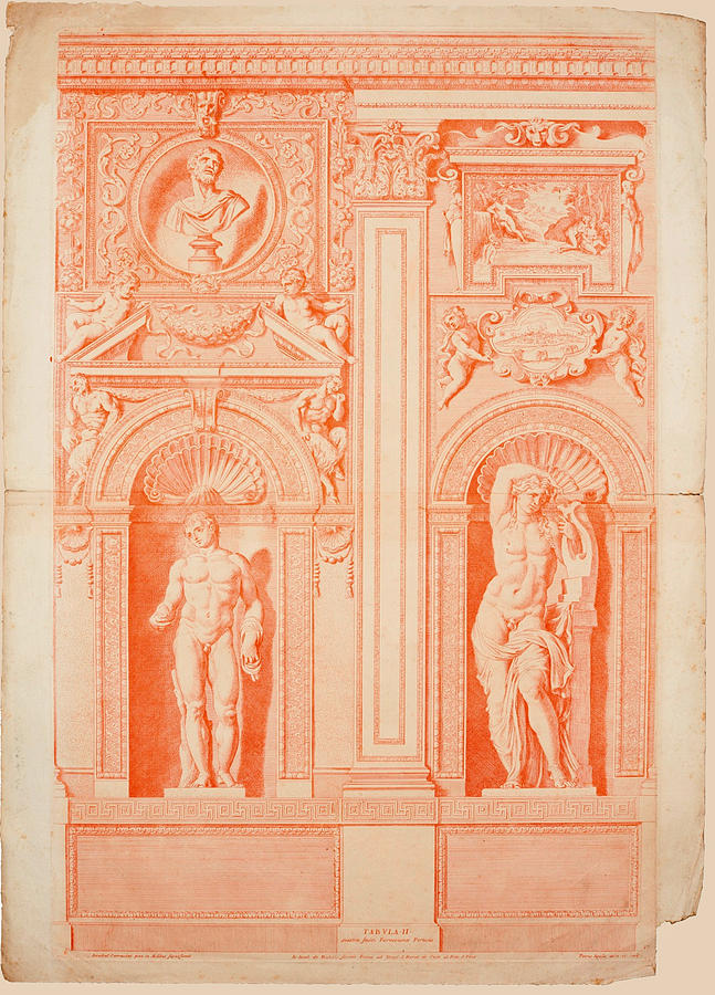 Beautiful Drawing - Partial View of Wall Elevation in the Gallery by Pietro Aquila