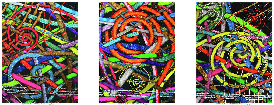 Abstract Painting - Particle Track Forty-seven Triptych by Scott Wallin