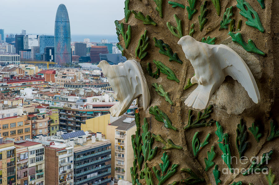 Particular Of The Sagrada Familia And Agbar Tower Photograph