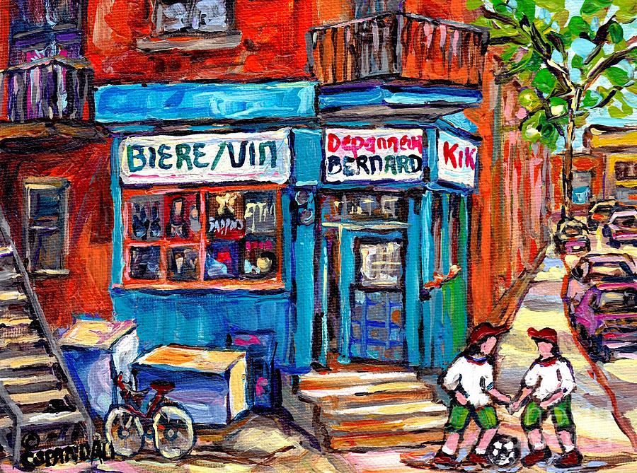 Partie De Soccer De Rue Scene De Ville De Montreal Tableau Original A Vendre Artiste Quebecois Painting by Carole Spandau