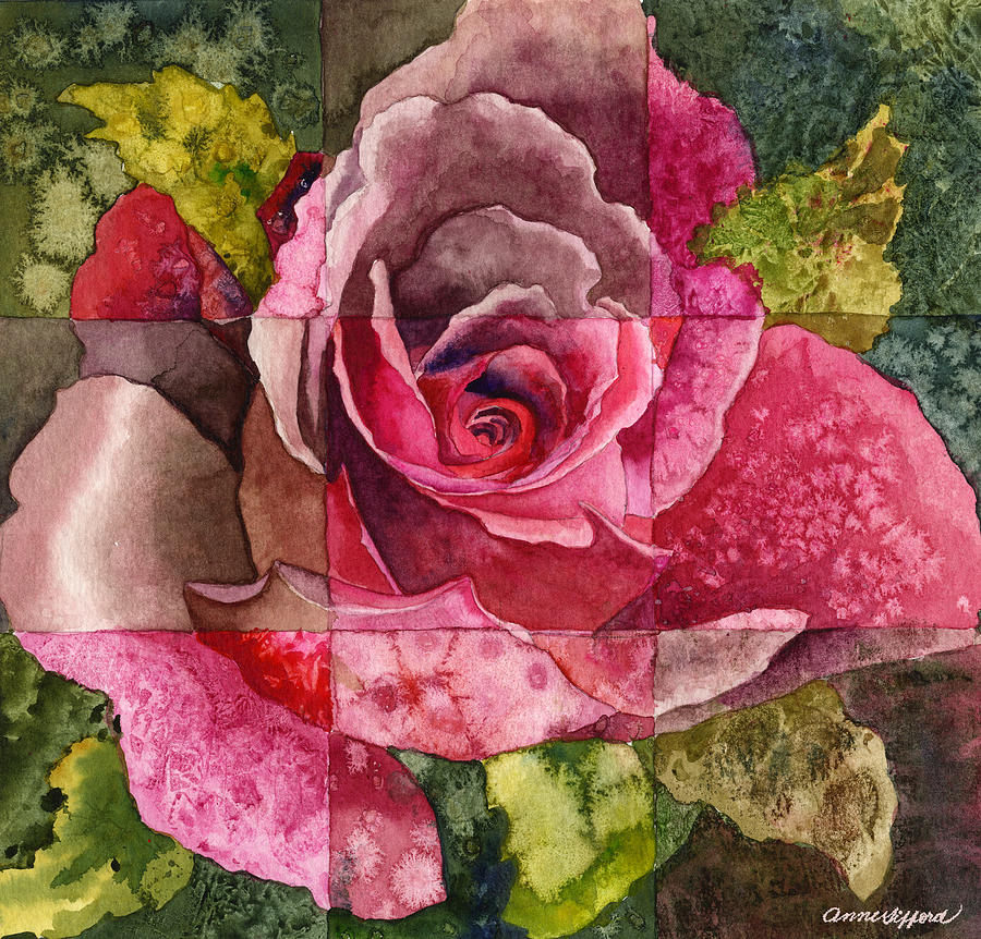 Partitioned Rose III Painting by Anne Gifford