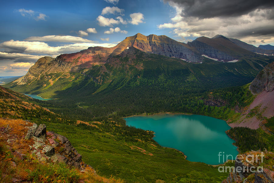 Partly Cloud Over Grinnell Lake At Glacier Photograph by Adam Jewell