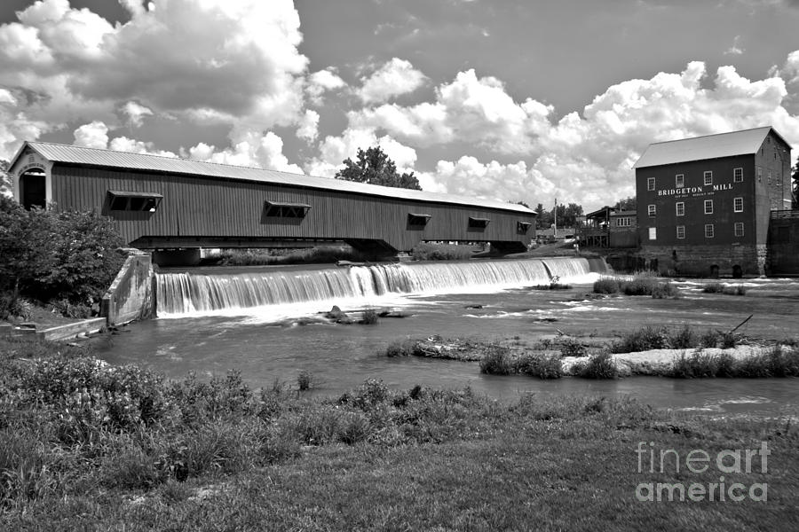Partly Cloudy At The Bridgeton Mill Black And White Photograph by Adam Jewell