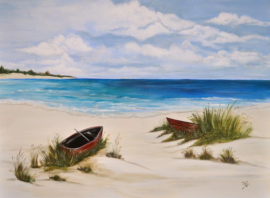 Boat Painting - Partly Cloudy by Debi Starr