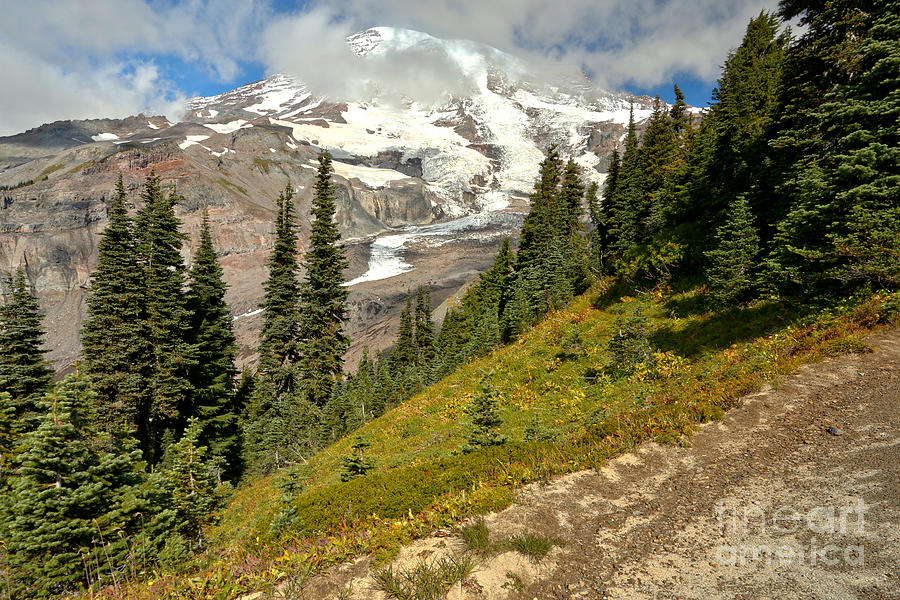 Partly Cloudy Mount Rainier  Photograph by Adam Jewell