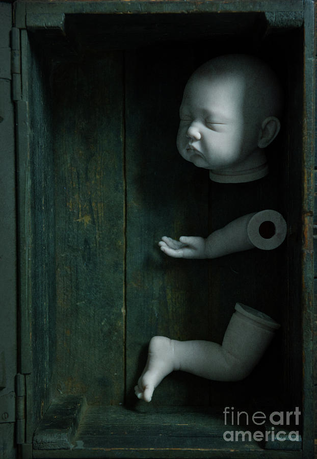 Parts Of A Plastic Doll In A Wooden Box Photograph by Lee Avison