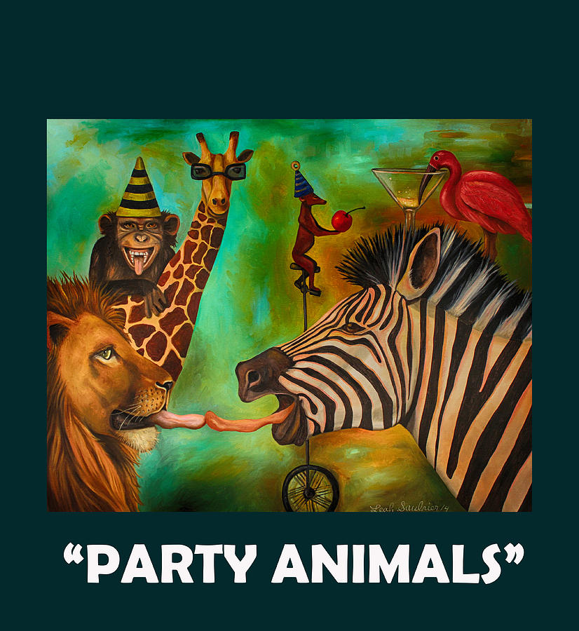 Party Animals with Lettering Painting by Leah Saulnier The Painting Maniac