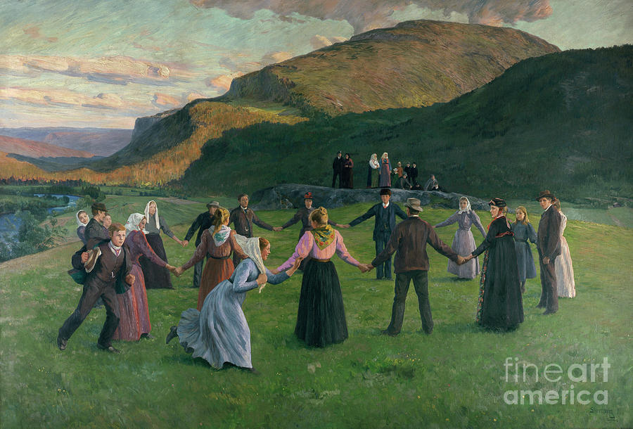 Party for young in Eggedal  Painting by O Vaering