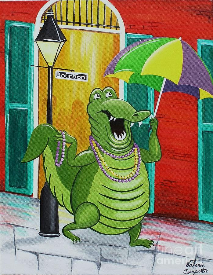 Party Gator Painting by Valerie Carpenter