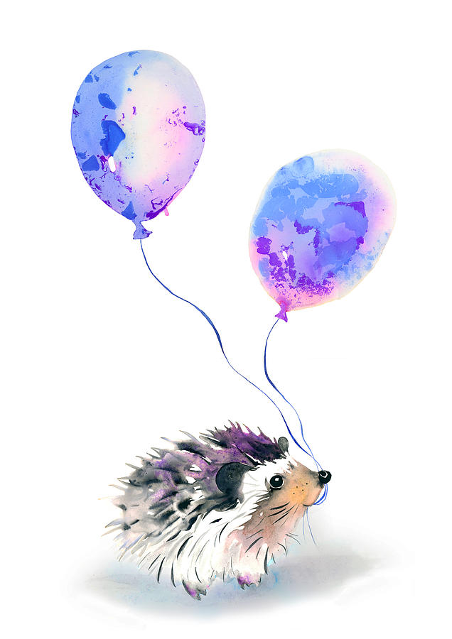 Hedgehog Painting - Party hedgehog by Krista Bros