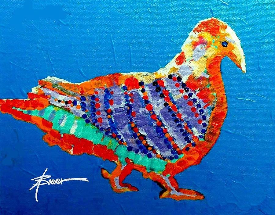 Party Pigeon Painting by Adele Bower