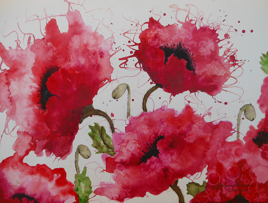 Party Poppies Painting by Karen Kennedy Chatham