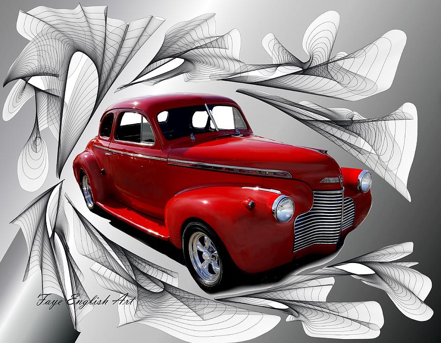 Red Car Digital Art - Party Time Red by Faye English
