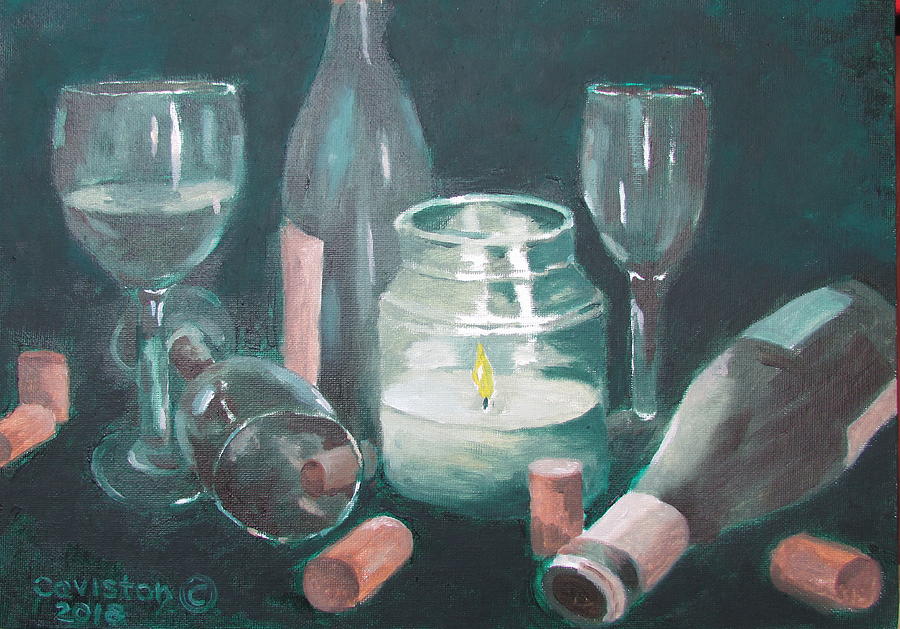 Party Wine Painting by Tony Caviston
