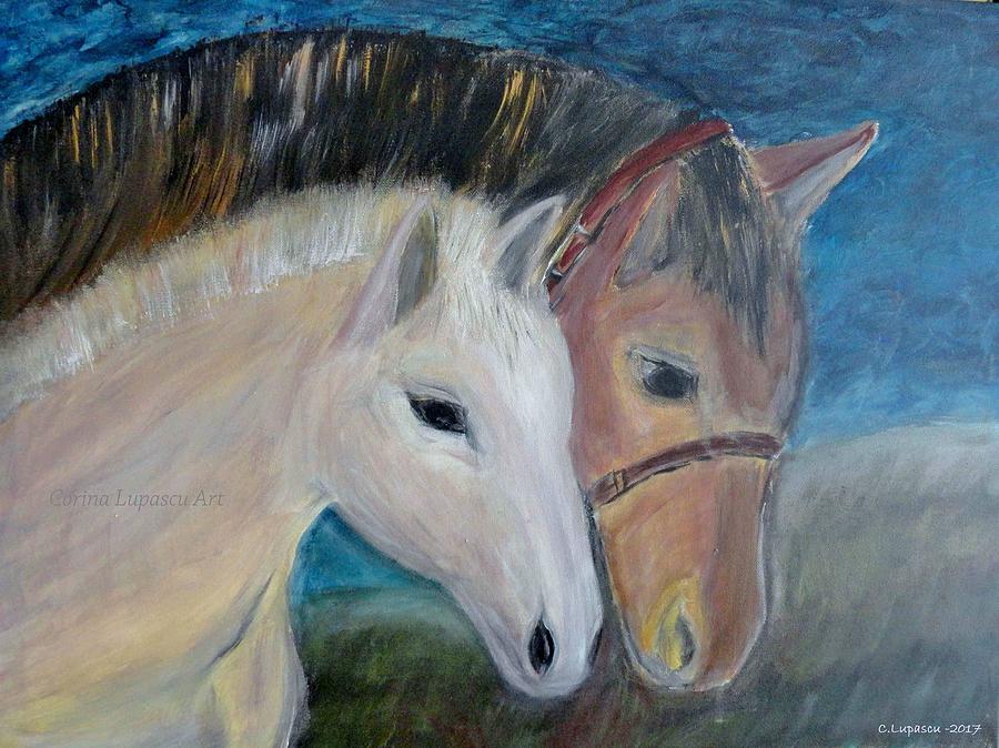 Horse Painting - Pas de deux by Corina Lupascu