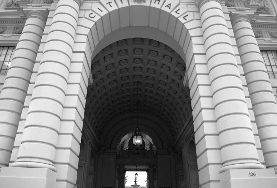 City Photograph - Pasadena City Hall Black and White Entry by Matt Quest