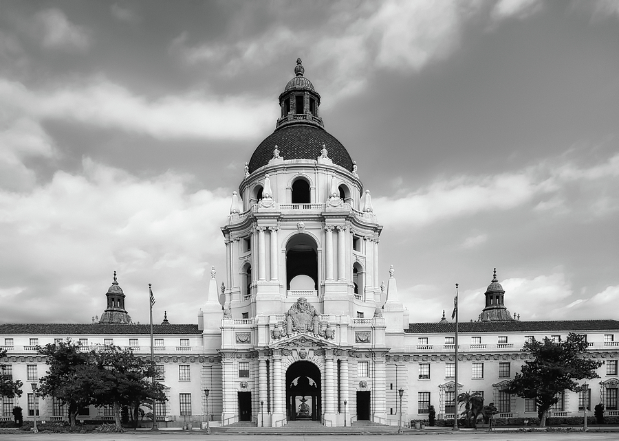 Pasadena City Hall Black and White Photograph by Steven Michael