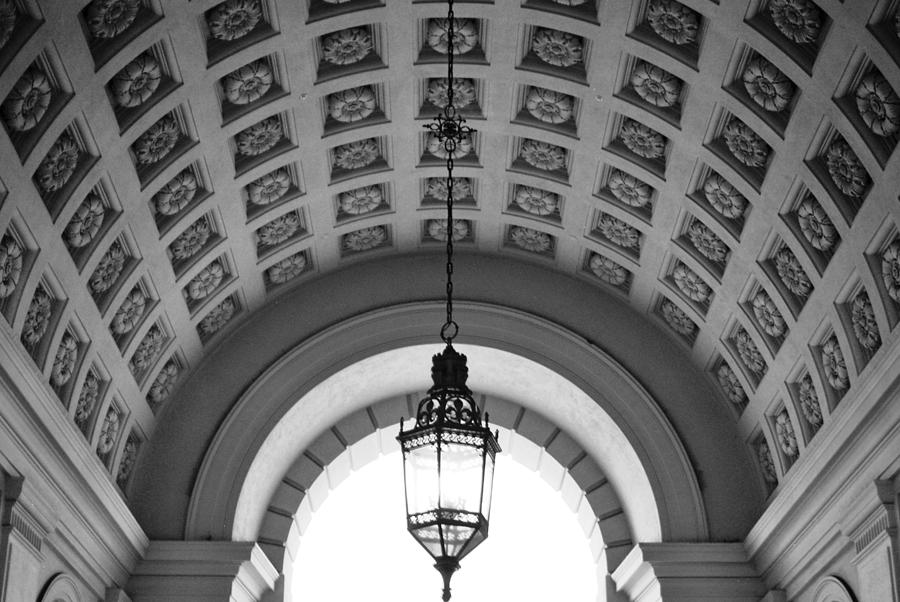 City Photograph - Pasadena City Hall Entry Arch Black and White by Matt Quest