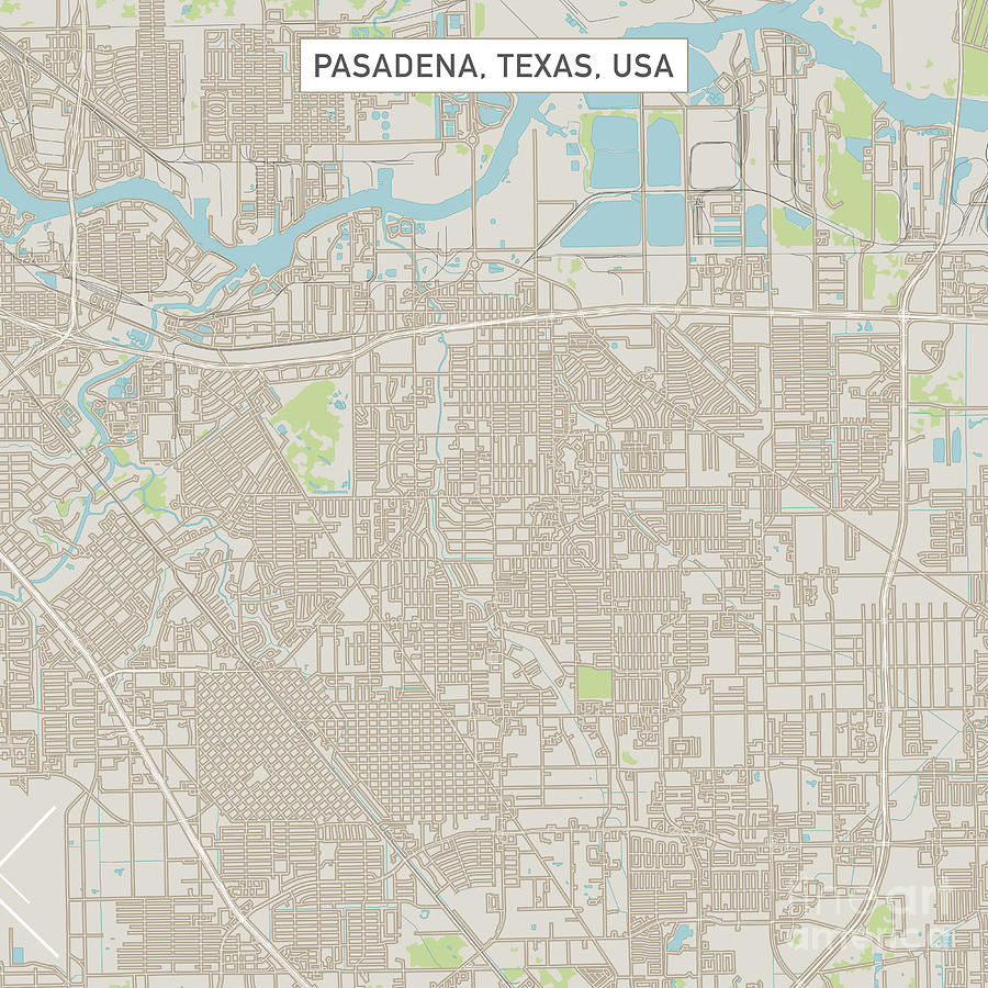 Pasadena Texas Us City Street Map Frank Ramspott 