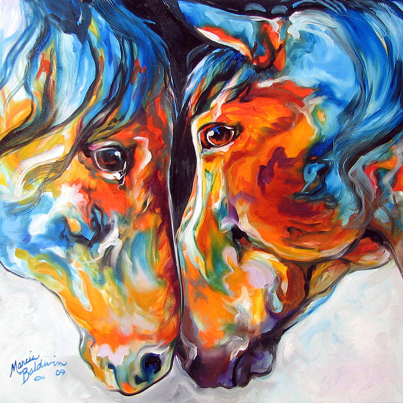 PASO FINO FRIENDS EQUINE ABSTRACT ART by M BALDWIN Painting by Marcia Baldwin