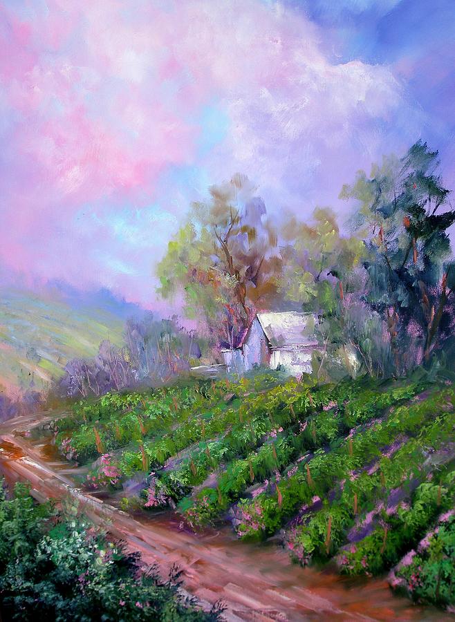 Paso Vineyard Painting by Sally Seago
