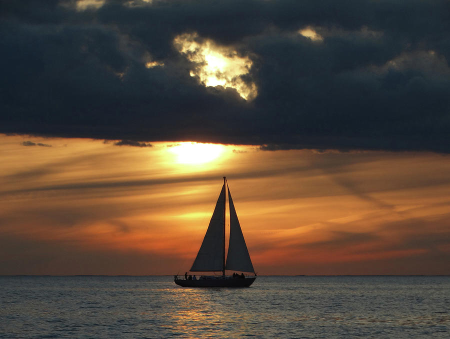 Passage North Sunset Sail Photograph by David T Wilkinson