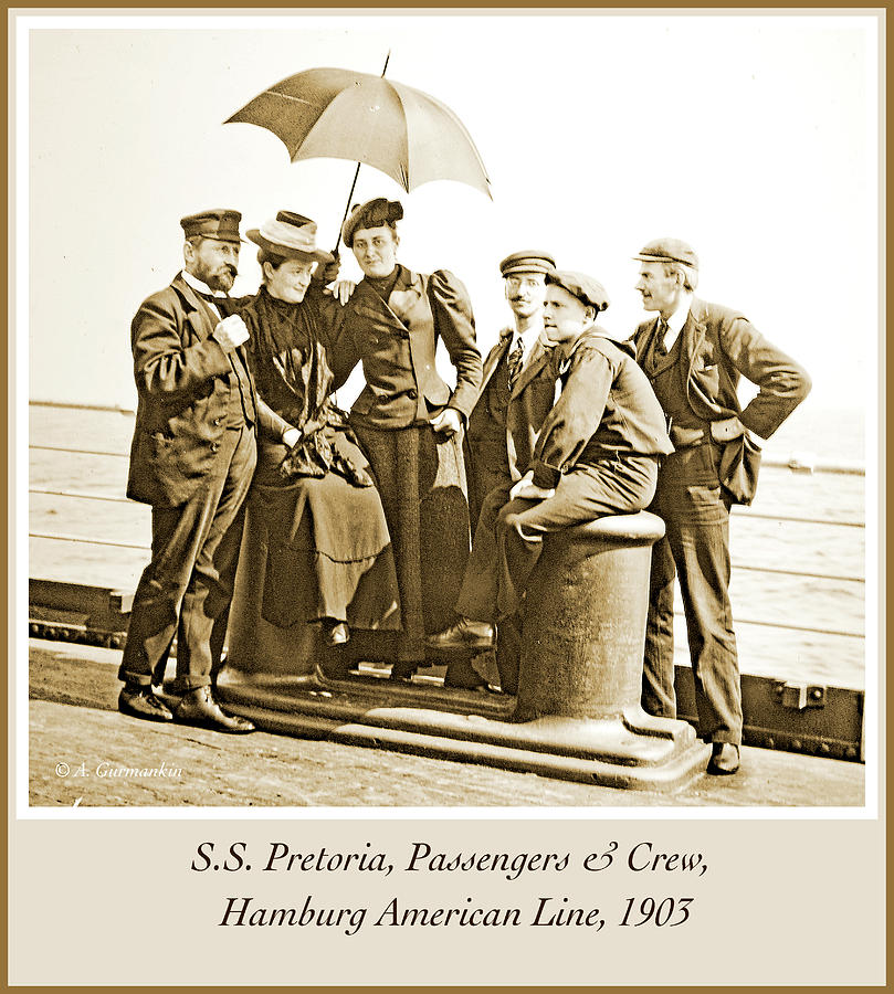 Passangers and Crew, S.S. Pretoria, 1903, Vintage Photograph Photograph by A Macarthur Gurmankin