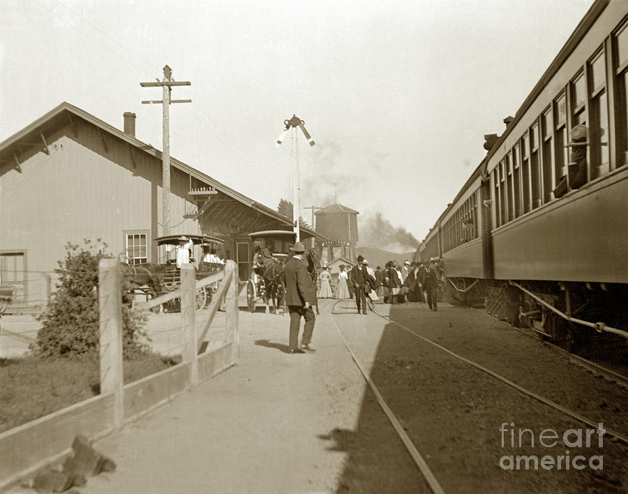 Northbound Photograph - Passenger train at Cloverdale Circa 1910 11-10 A.M. by Monterey County Historical Society