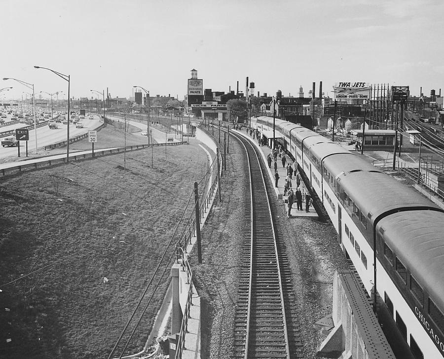 Diesel Engine Photograph - Passenger Train in Clybourn Junction - 1962 by Chicago and North Western Historical Society