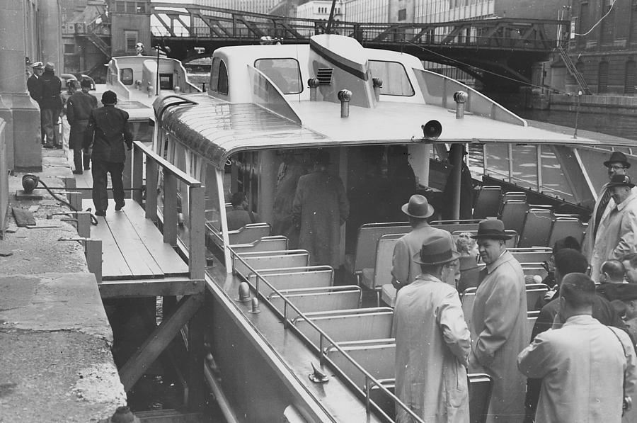 Passengers Aboard Wendella Boat - 1962  Photograph by Chicago and North Western Historical Society