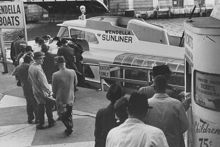 Passengers Board Wendella Sunliner - 1962 Photograph by Chicago and North Western Historical Society