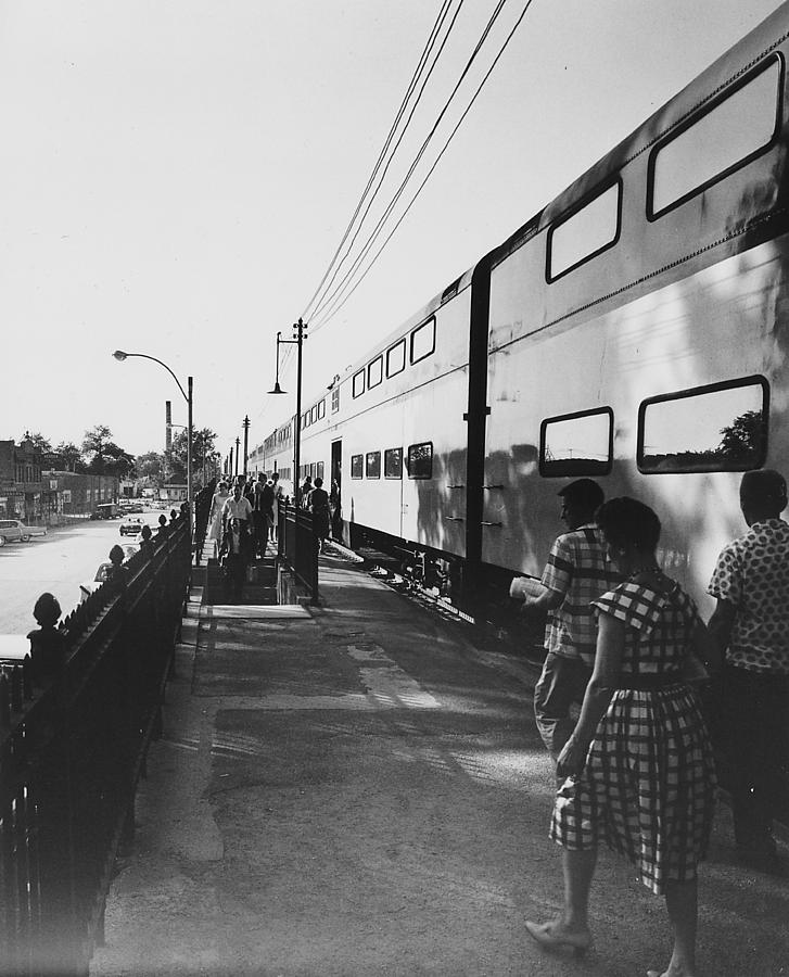 Passengers Depart From Station - 1961 Photograph by Chicago and North Western Historical Society