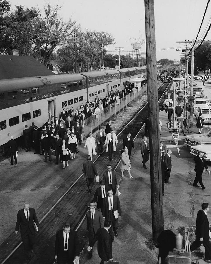 Passenger Cars Photograph - Passengers Disembark Chicago And North Western Train  by Chicago and North Western Historical Society
