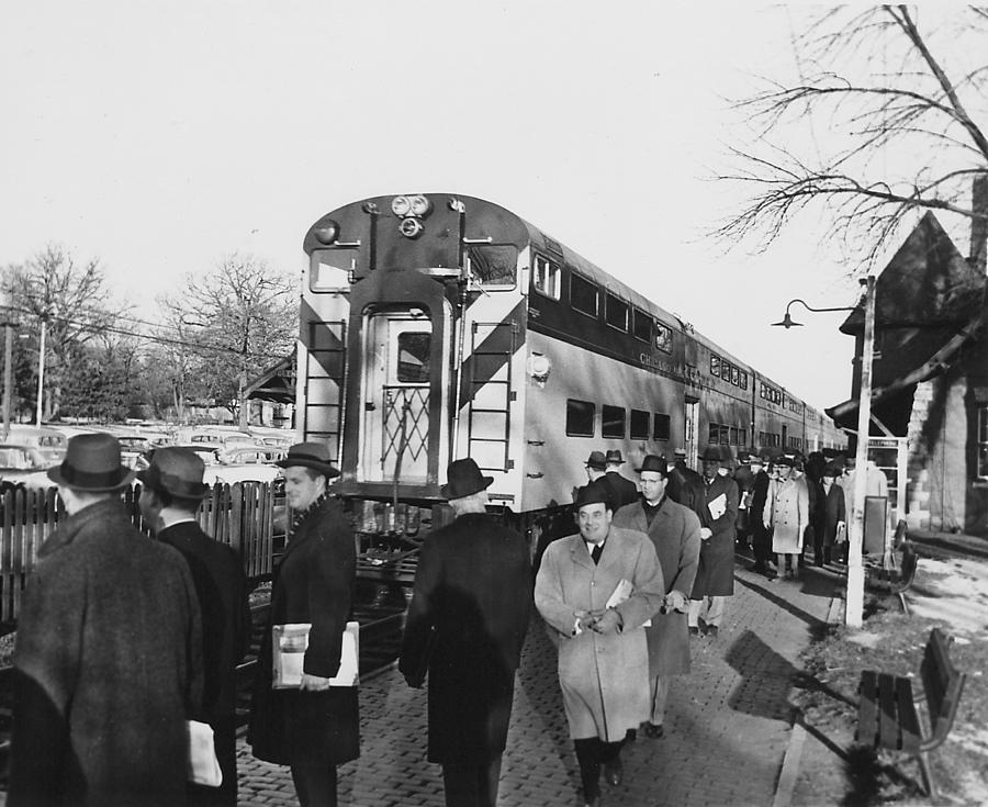 Passengers Disembarking at Glencoe Illinois Station - 1959  Photograph by Chicago and North Western Historical Society